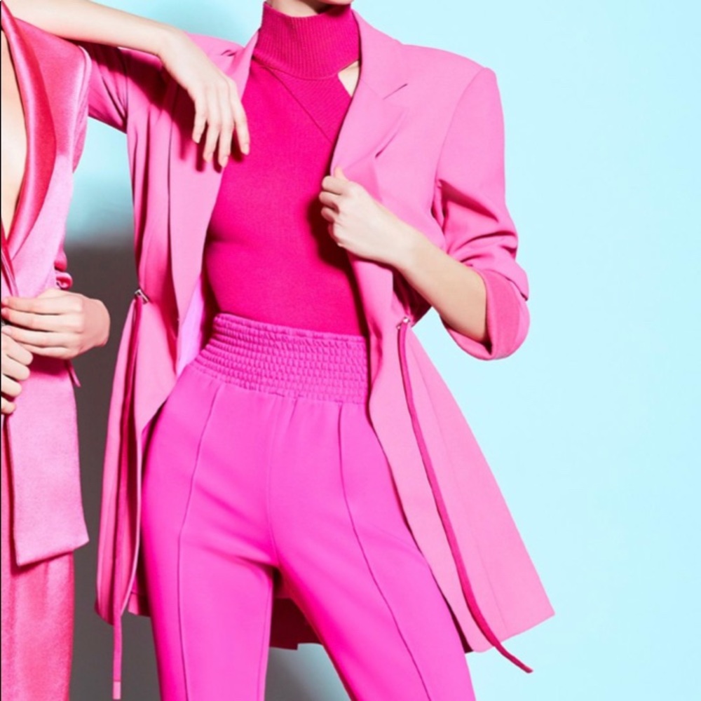 NWT Alice + Olivia Kylie Drawstring Blazer Medium Hot Pink